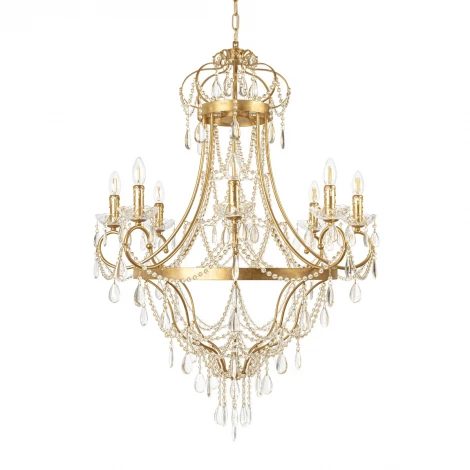 Подвесная люстра со стеклянными подвесками в форме подсвечника Loft It Foil 10430/8 (220V, на цепи, подсвечник, свеча)