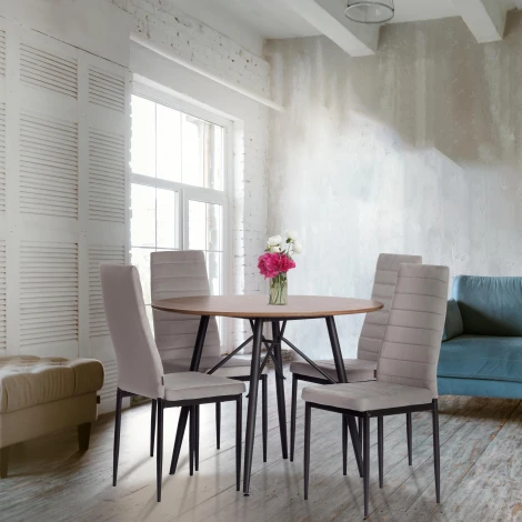 Стул Easy/Изи (мод. JSC02-1)/2 шт. в упаковке металл, флок, 41х52х96см, светло-серый HLR14/черный (Комплект из 2 шт.) Tetchair 24607