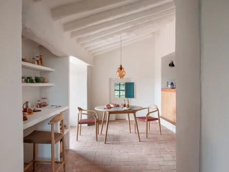 Барный стул La Forma (ex Julia Grup) Nina (Коричневый,Бежевый/ Дерево,Эвкалипт,Акация,Веревка)