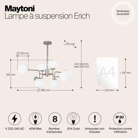 Потолочная люстра Maytoni Erich MOD221-PL-08-N (220V, шарики, молекулы)