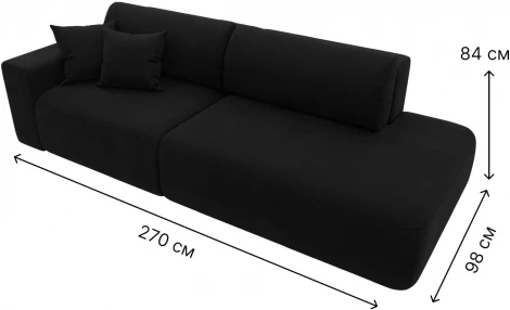 Диван прямой Лига-036 НПБ Модерн подлокотник слева (Черный/Микровельвет) Лига Диванов арт.121331L