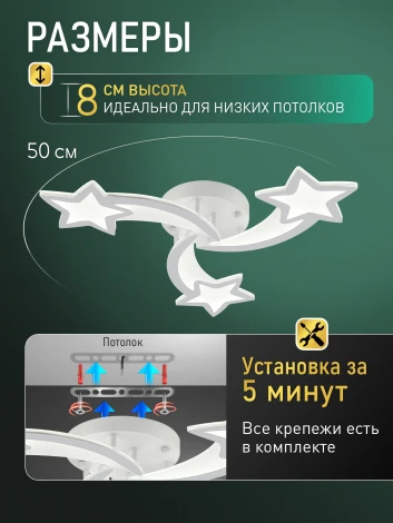 Потолочная люстра светодиодная с пультом звезды Natali Kovaltseva Star Ii LED LAMPS 85010