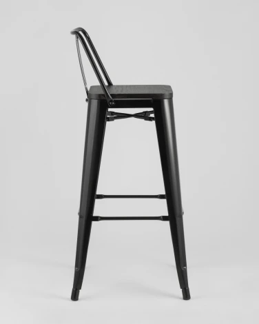 Стул барный Stool Group TOLIX WOOD со спинкой черный глянцевый УТ000000676