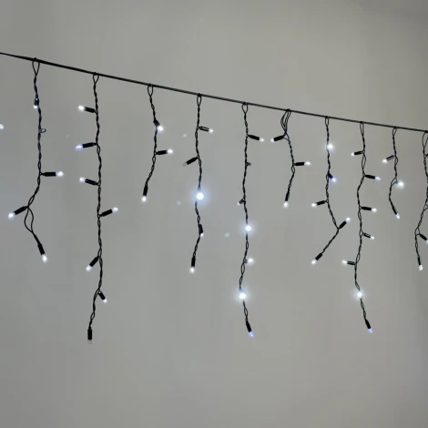 Гирлянда Бахрома 3,1 x 0,5 м белая с мерцанием белого диода 220В, 120 LED, провод черный каучук 2,3мм, IP65 Laitcom ECO120BLW-1-2W