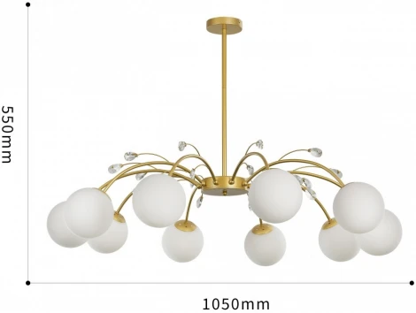 Потолочная люстра на штанге Arte Milano Neapol-71069 273802/10 GD (220V, шар)