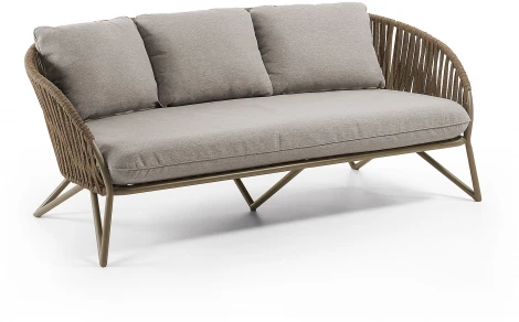 Диван уличный La Forma (ex Julia Grup) Branzie (Серый,Коричневый/ Сталь,Металл,Веревка,Пена)