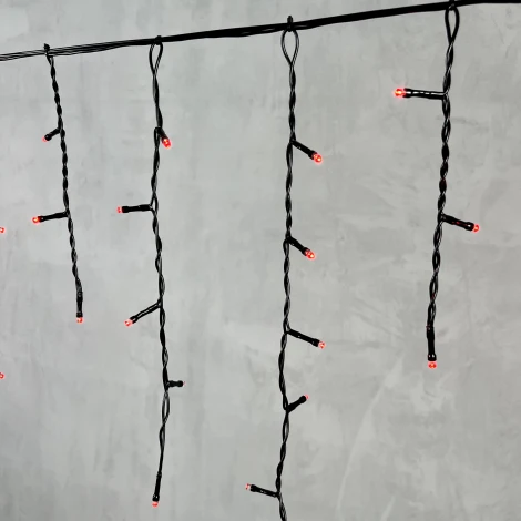 Гирлянда Бахрома 4,9 x 0,5 м красная 220В, 240 LED, провод черный ПВХ, IP54 Laitcom PIL240-11-2R