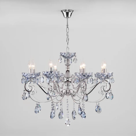 Подвесная люстра Eurosvet Escada 10109/8 хром/лазурный хрусталь Strotskis