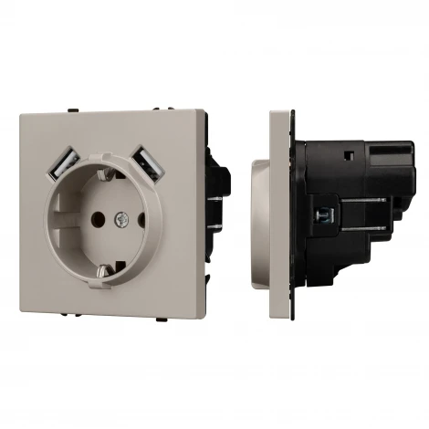 Механизм розетки с USB зарядкой SCT-NOBE-MUAA-SFPL-CA (230V, 16A) (Arlight, Кашемир) 059442