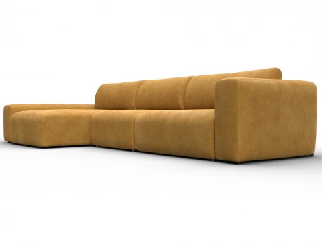 Диван угловой Лига-066 НПБ Лонг угол левый (ЛДСП,Фанера,Брус,Велюр/Желтый) Лига Диванов 131216L