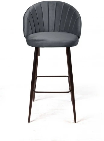 Стул барный Mont Blanc, бархат светло-серый 26 / черный конус Top Concept арт.18475