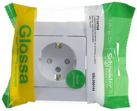 Розетка встраиваемая с заземлением и шторками (белый) Systeme Electric Glossa GSL000144