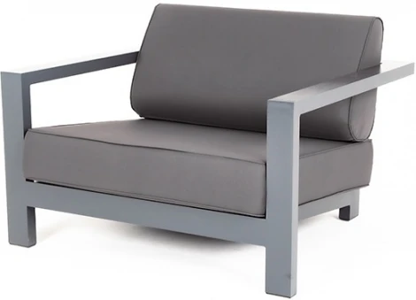 "Гранада" кресло алюминиевое, цвет темно-серый (RAL7024) муар, ткань темно-серая 027 4SIS арт.УТ-00007509