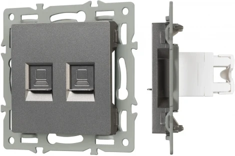 Механизм компьютерной розетки двойной SCT-MPC2-PL-GR (RJ-45, CAT6) (Arlight) 045338
