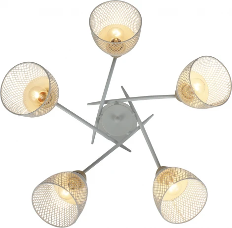 Потолочная люстра на штанге Escada Severn 516/5 5х60Вт Е27, металл, белый/дерево