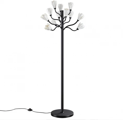 Торшер Odeon Light Gardi 5090/12F черный матовый/белый/фарфор G4 LED 12*5W (220V, выключатель, цветы)