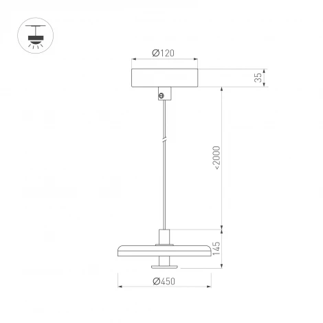 Подвесной светильник светодиодный SP-KOTARO-R450-12W Warm3000 (BK-CF, 36 deg, 230V, TRIAC) (Arlight, IP20) 057233