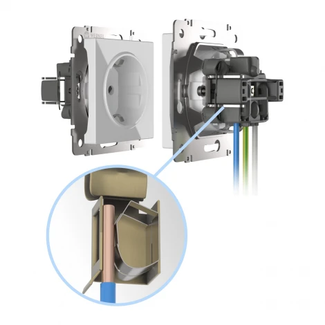 Розетка с заземлением, безвинтовой зажим (черный матовый) Werkel W1171308 (a051618)