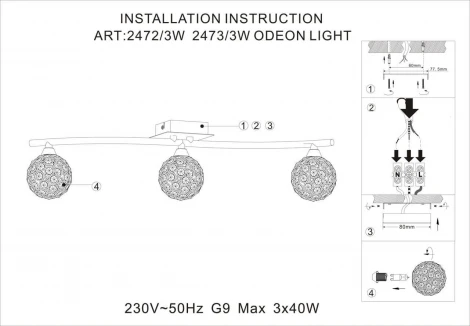 Настенно-потолочный светильник Odeon Light Aketi 2472/3W