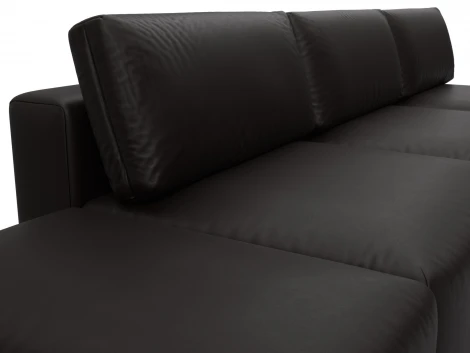 Диван угловой модульный с пуфом Лига-060 НПБ Лонг угол универсальный (ЛДСП,Брус,Фанера/Пластик/Экокожа/Коричневый) Лига Диванов 130069