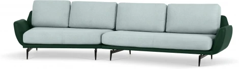 Диван Ispani угловой левый ОГОГО (арт.799381), (Ткань,Экокожа/Серый,Зеленый)