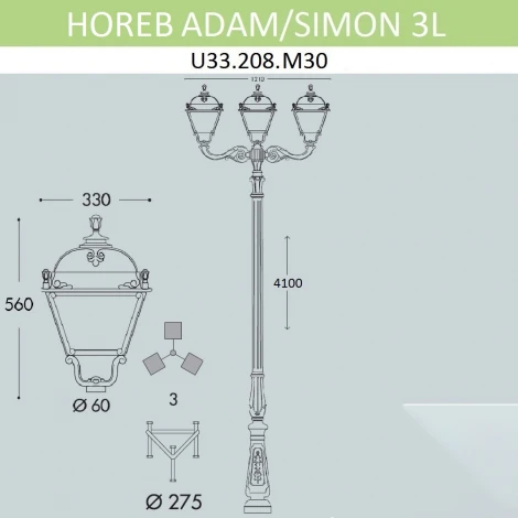 Наземный фонарь Fumagalli Simon U33.208.M30.AXH27 (220V, IP55)