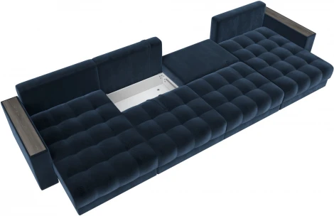 Диван П-образный с декором Лига-049 НПБ Лонг Лига Диванов (Велюр) арт.128575