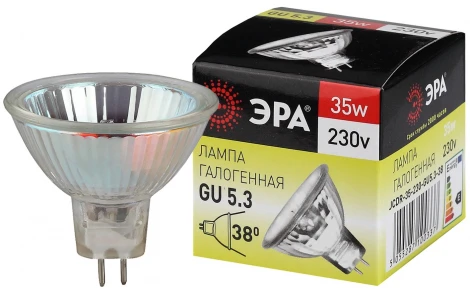 Лампочка галогеновая GU5.3 35W ЭРА GU5.3-JCDR (MR16) -35W-230V-CL