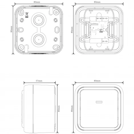 Переключатель 1-клавишный накладной с подсветкой, цвет антрацит IP55 Donel W55 DIP30628
