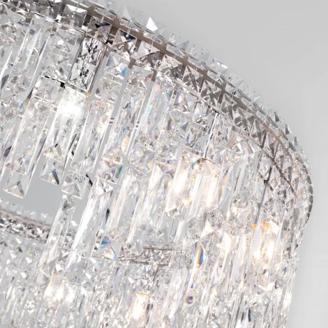 Подвесная люстра Wi-Fi хрустальная Eurosvet Blitz 60159 хром/ прозрачный хрусталь Strotskis хром (220V, управление смартфоном, голосовое управление, умный дом - Minimir Home, Алиса, Маруся, Салют, на цепи)
