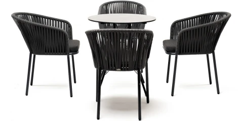 "Конте" обеденная группа на 4 персоны, круглый стол, цвет "серый гранит" 4SIS арт.УТ-00000811