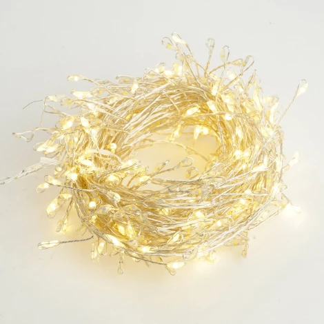 Светодиодная гирлянда Кластер (на проволоке) линейная 400 LED 12м 2700К c питанием от сети 220V Feron CL584 51447