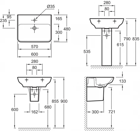 Раковина Jacob Delafon Struktura EGD112 60 см