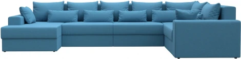 Диван П-образный Майами левый угол (Голубой/Рогожка) Лига Диванов арт.123254L