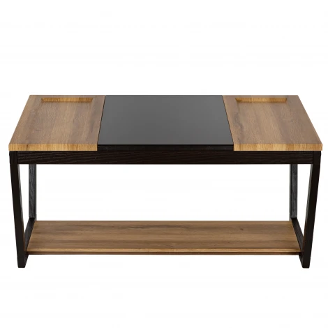 Стол журнальный BeautyStyle 33 дуб вотан/черный/стекло черное Mebelik 009856