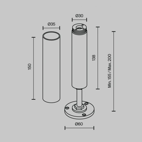 Основание для накладного монтажа системы Shelf с регулировкой по высоте Maytoni Accessories for system Shelf CA025BA-B