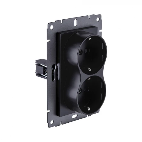 Розетка штепсельная SCHUKO двойная 16A/250 В черный матовый Kollinger REA-032BM для Aspekt, Eleganz, Reflex