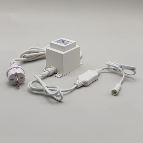 Трансформатор 60W с выпрямителем для Нитей 24В, до 1000 LED, провод белый каучук, IP65 Laitcom PTR60-3A-W