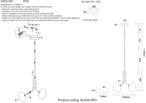 Потолочная люстра на штанге Crystal Lux Alicia SP3 GOLD/WHITE