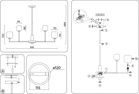 Потолочная люстра на штанге Ambrella HIGH LIGHT LH53005 (220V)