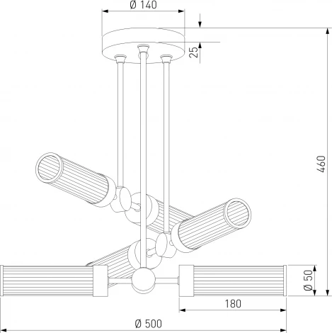 Потолочная люстра Wi-Fi ярусная на штанге Eurosvet Oriens 60166/6 латунь (220V, управление смартфоном, голосовое управление, умный дом - Minimir Home, Алиса, Маруся, Салют)