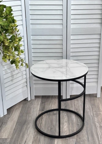 Журнальный столик Френсис Белый мрамор, стекло/ черный M-city