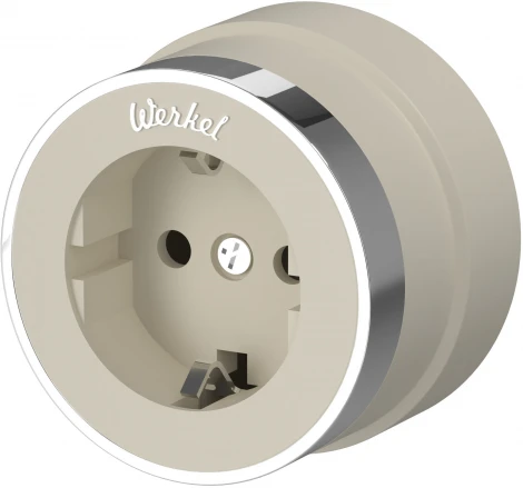 Розетка с заземлением Vintage (слоновая кость матовый/хром) Werkel W5871055 (a055930)