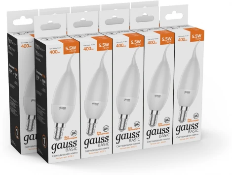 Лампочка светодиодная Gauss 1034116 Свеча на ветру 5,5W 400lm 3000K E14 LED