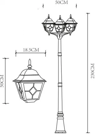 Наземный фонарь Arte Lamp Berlin A1017PA-3BN