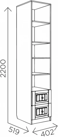 Стеллаж Woodville Майя М-05 дуб баррик светлый / крем брюле
