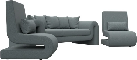 Набор Волна-1 (диван, 2 кресла) (Серый/Рогожка) Лига Диванов арт.125326