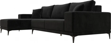 Диван угловой Льюес левый (Черный/Велюр) Лига Диванов арт.122401L