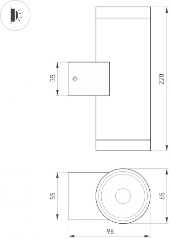 Светильник уличный настенный LGD-RAY-WALL-TWIN-R65-2x12W Day4000 (GR, 6 deg, 230V) (Arlight, IP65 Металл) 044232 (LED)