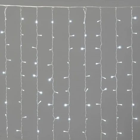Гирлянда Занавес Облегченный 2 x 1 м белый 220В, 200 LED, провод прозрачный ПВХ, IP54 Laitcom PCL200NOT-10-2W